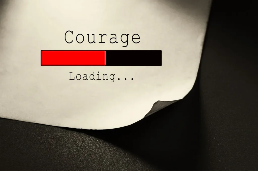 Progress bar showing courage loading on paper.