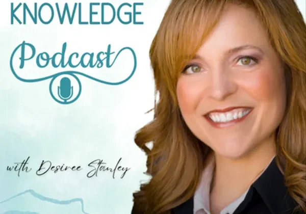 Podcast cover featuring a smiling woman and title 'Pockets of Knowledge Podcast'.